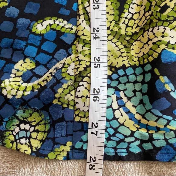 Chico's Blue, Green & Black Mosaic Floral Silk Long Sleeve Shirt Size 3-XL - Picture 5 of 6